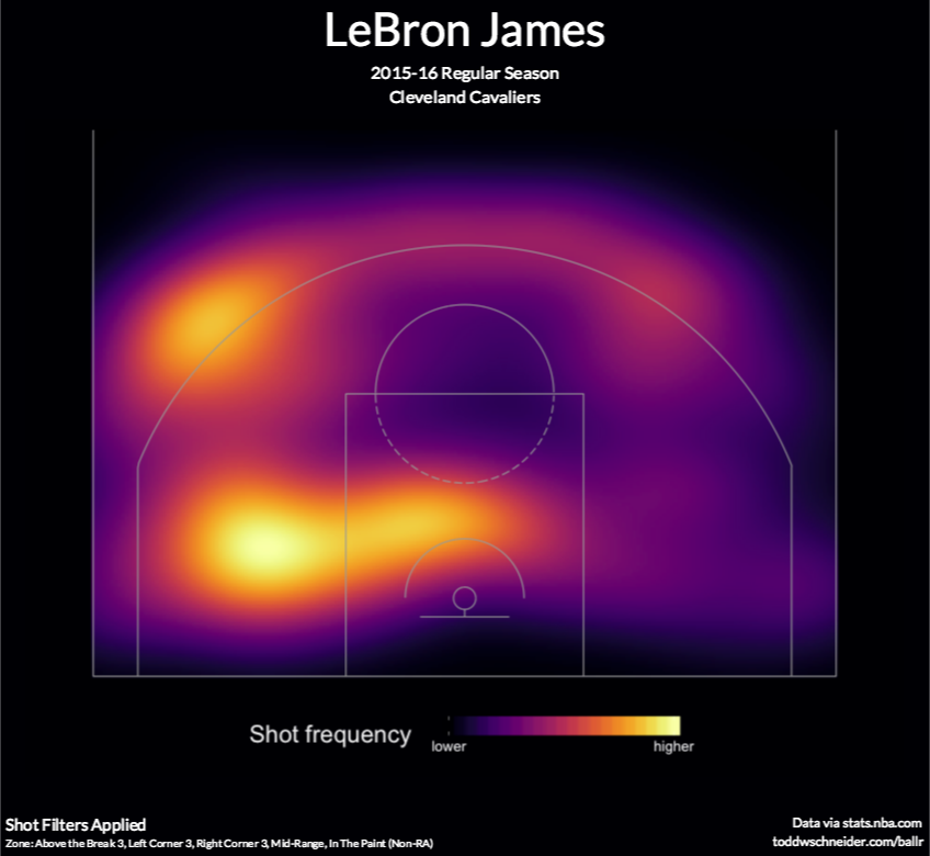 lebron heat map excluding restricted area
